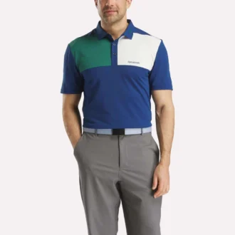 Herren-Polohemd mit gebondetem Kragen und Farbblockdesign