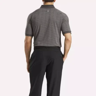 Herren-Poloshirt mit kurzen Ärmeln, tonalem Vector-Jacquardmuster und geripptem Saum